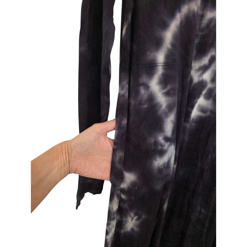 Natural Life Dark Blue White Tie Dye Long Sleeve Handkerchief Hem Maxi Dress Med - Picture 5 of 11